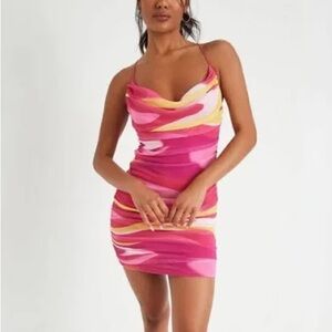 Morgan mesh ruched cami dress from garage